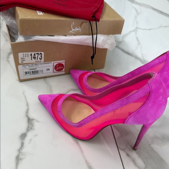 Christian Louboutin Pink Galativi 100 High Heels size 38 - Picture 5 of 5